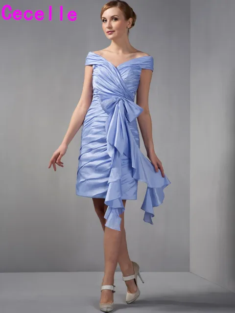 off the shoulder mother of the bride short dresses