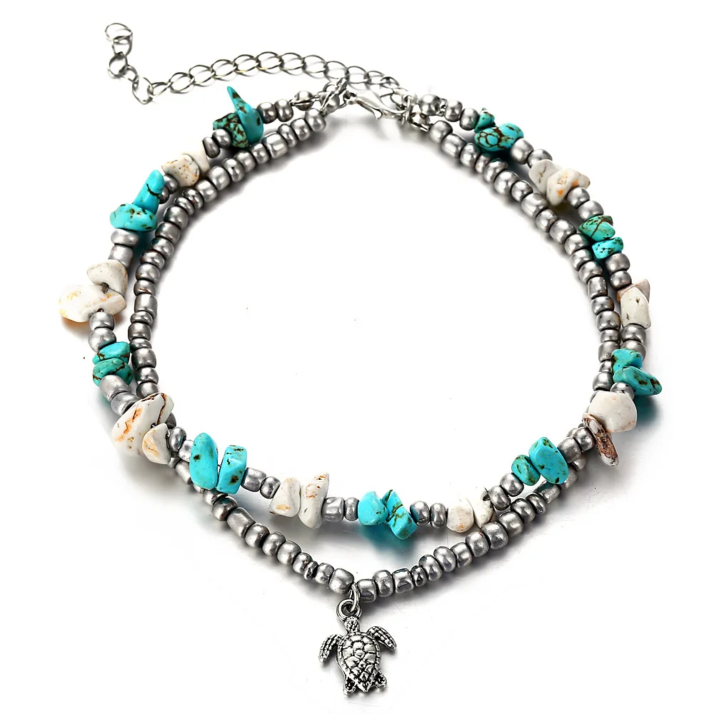

Fashion Double Foot Chain Conch Sea Star Rice Ball Yoga Beach Tortoise Foot Chain Bracelet