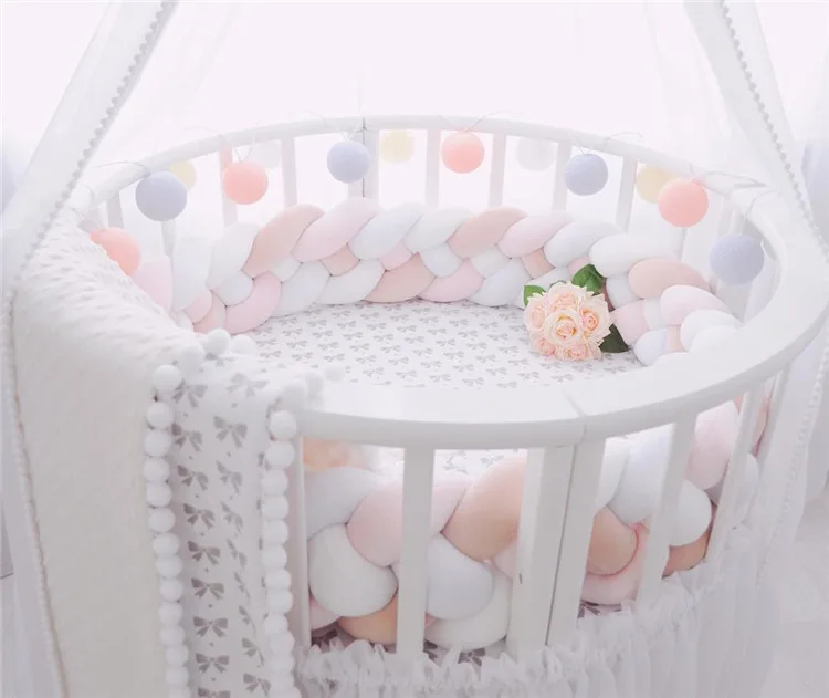 Feito à Mão Tecelagem de Pelúcia Decoração do Quarto Bebê Cama Pára-choques Quatro Dobras nó Longo Trança Protetor Berço Infantil Travesseiro 2 m 3 High Quality Mamãe e Bebê