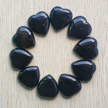 

wholesale 10pcs/lot good quality natural black onyx heart shape cab cabochons beads for jewelry making 25mm free shipping