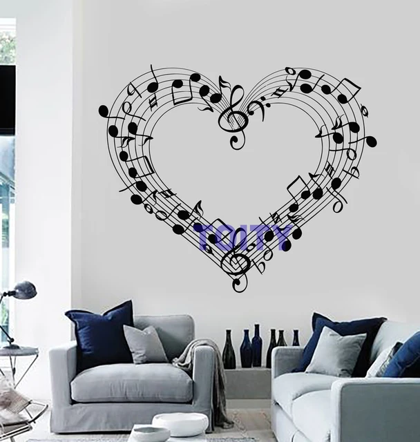 music notes love heart wall decal sheet coolest musical rhythm note