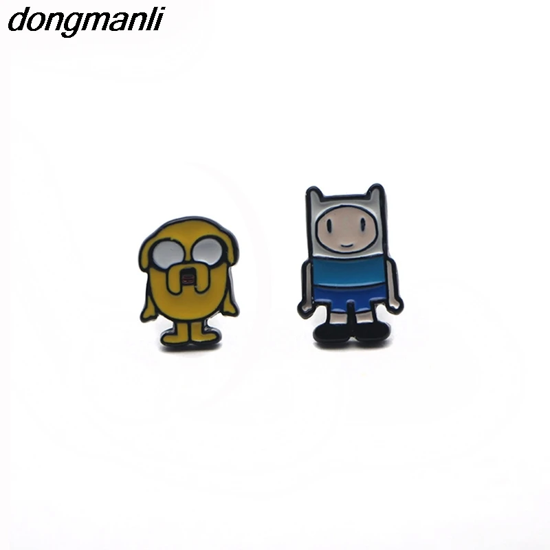 WS1173 Dongmanli с мультяшным рисунком фотообои Финн и Джейк эмалированные серьги