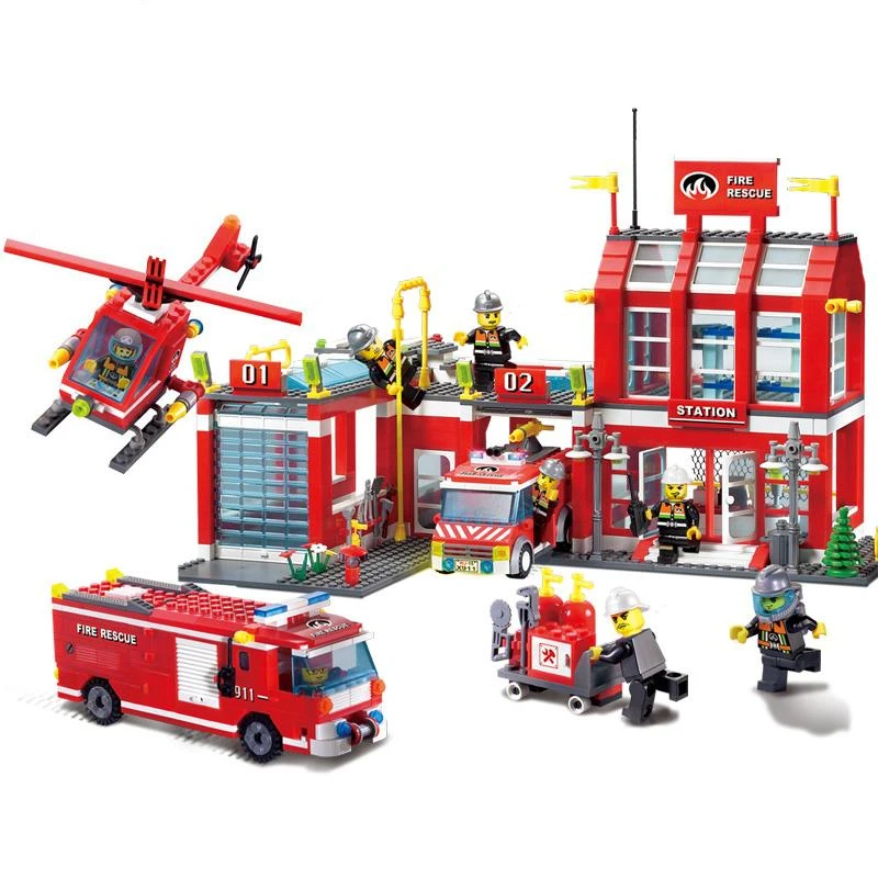 

New City Fire Station Rescue Control Regional Bureau fit legoings city figures police diy Toys Building Blocks bricks gift kid