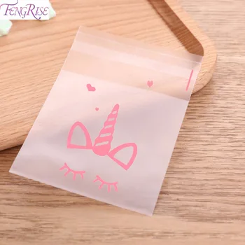 

FENGRISE Cookie Candy Bag Birthday Party Gift Bag Wrapping Wedding Favors Plastic Gift Box Wedding Decor For Unicorn Party