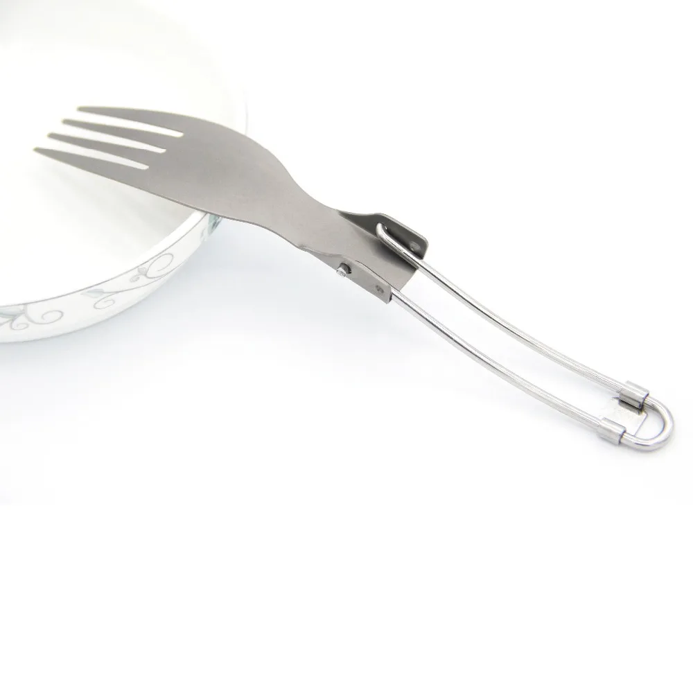 Tiartisan Titanium Foldable handle Fork Camping Cutlery Portable Picnic Tableware Ta8003