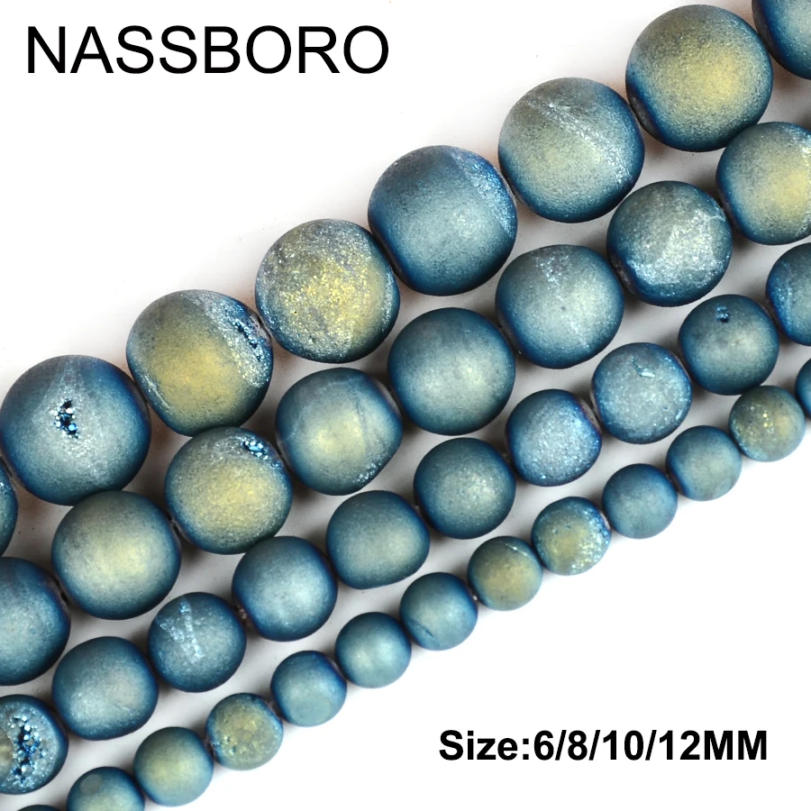 

Metallic Coated Druzy Blue Green Agates Natural Stone Beads For Jewelry Making Charms Spacer Beads Diy Bracelet Craft Wholesale