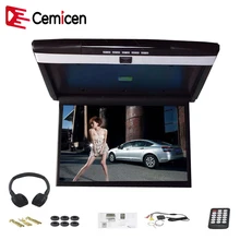 Cemicen 15,6 дюймовый автомобильный флип потолочный монитор СВЕТОДИОДНЫЙ экран Поддержка 1080P видео IR/FM USB, SD, HDMI MP5 встроенный динамик/микрофон