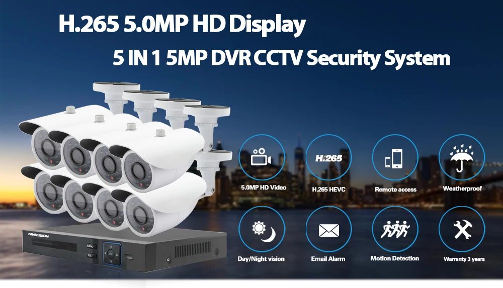 HD 8CH NVR 5MP 1080 P видеокамера POE CCTV система Комплект 5.0MP наружная Водонепроницаемая ip-камера POE Домашняя безопасность видео набор для наблюдения