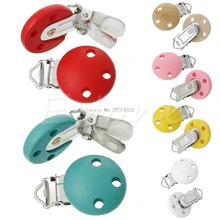 5pcs/lot Wooden Baby Children Pacifier Holder Clip Infant Cute Round Nipple Clasps For Baby Product A18709 -B116