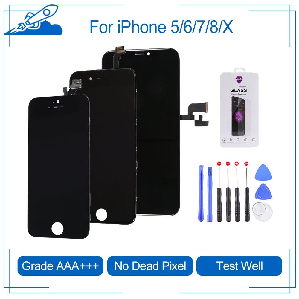 ЖК дисплей Elekworld Grade для iPhone 5 6 7 8 X сенсорный модуль с дигитайзером Сменный