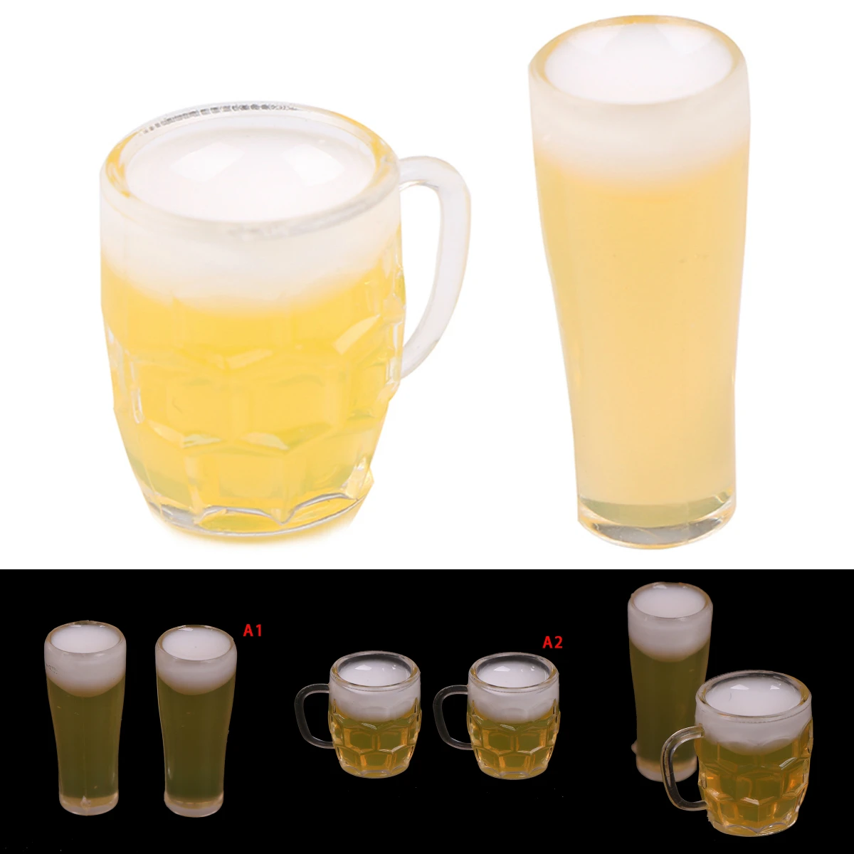 

1:12 Scale DIY Parts Plastic Transparent Goblet Miniature Mini Wine Beer Cup Dollhouse Craft Home Decoration Glass Model 2Pcs