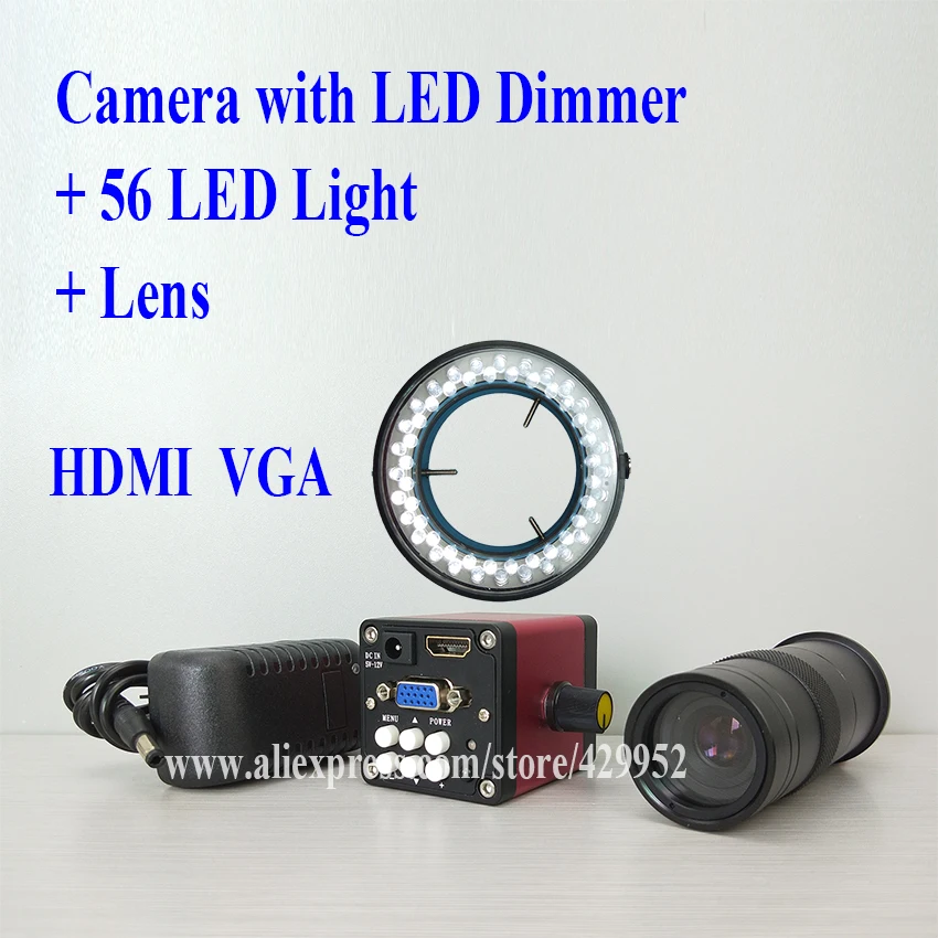 

efix HDMI VAG HD CMOS Digital Microscope Accessories Parts Video Camera LED Dimmer + Lens +56 LED Light Soldering Tools Kits