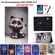 Чехол с милым котом для samsung Galaxy Tab A A2 10," T590 T595 T597 SM-T595, умный чехол, силиконовый чехол-подставка из искусственной кожи