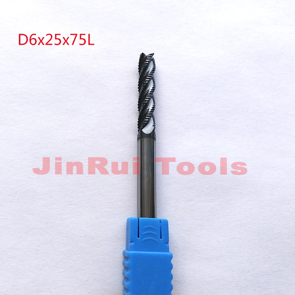 

1pc 6mm D6*25*D6*75 HRC45 4 Flutes Solide Carbide Roughing End Mills CNC router bit milling cutter Tools knife fresa