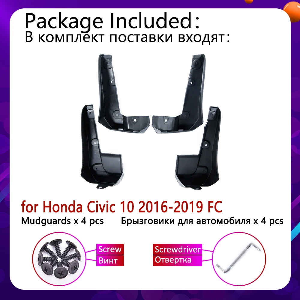 4 шт. Автомобиль Брызговик для Honda Civic FC FC1 FC2 FC5 щитки, Брызговики гвардии всплеск брызговика клапаном аксессуары 10th