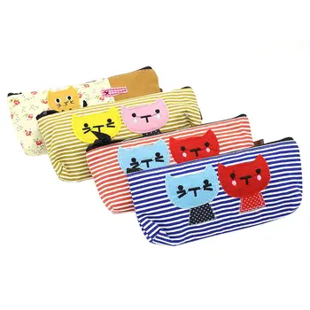 

2 PCS of 1 Set of 4 Large Capacity Canvas Pen Pencil Case Stationery Bag Pouch
