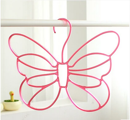 [ ] красочный пластиковый шарф с бабочкой вешалка(5 шт./лот - Цвет: Rose