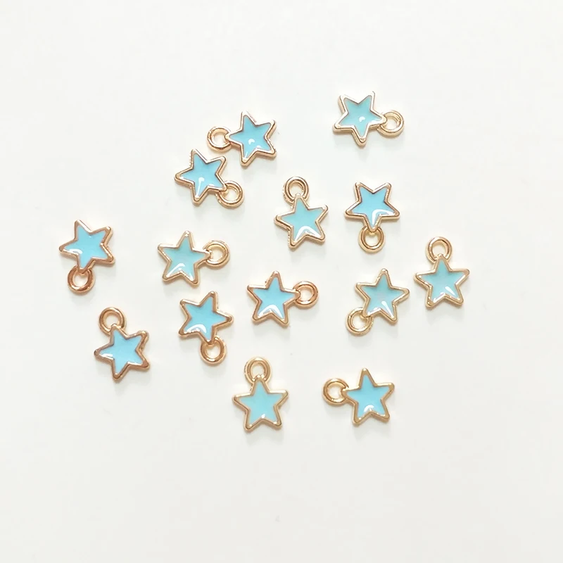 Новые 50 шт. 7 мм капли масла пентаграмма Звезда Форма разноцветные шармы цинковый сплав кулон для Diy ожерелья ювелирные браслеты аксессуары