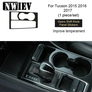 

NWIEV Car Styling Trim Stickers For Hyundai Tucson 2017 2016 2015 Interior Gear Shift Knob Panel Carbon Fiber Cover Accessories