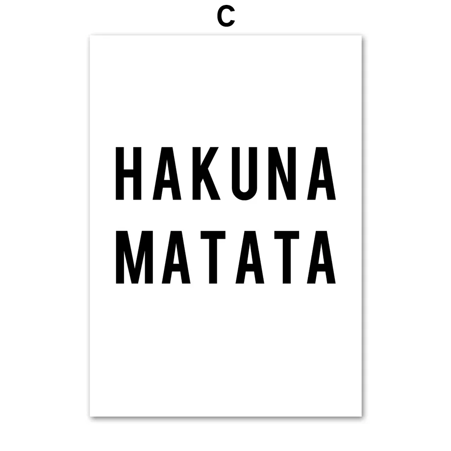 Черно-белый лев Hakuna Matata художественная стена с цитатой холст живопись скандинавские плакаты и принты настенные картины для гостиной домашний декор - Цвет: C