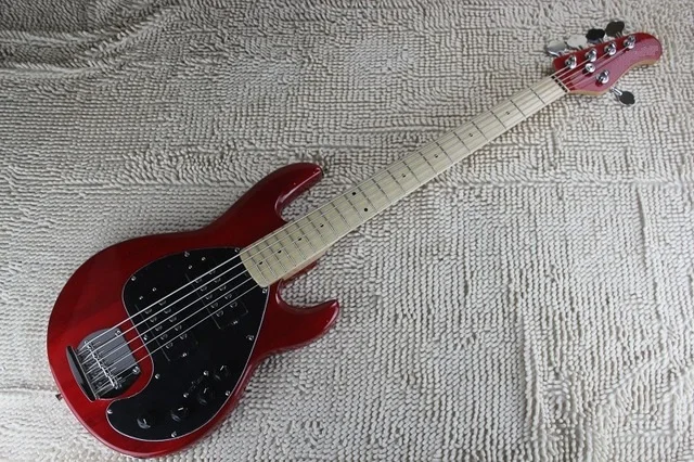 

2019 New + Factory + Tranparent red music man stingray 5 electric bass with two active pickups ernie ball musicman bass