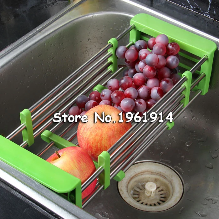 

Stainless Steel Adjustable Telescopic Kitchen over Sink Dish Drying Rack Insert Storage Organizer Fruit Vegetable Tray Drainer