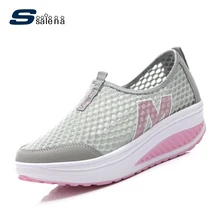 Летние туфли без шнуровки; Женские туфли-лодочки супер дышащая женская сетчатая обувь Модная обувь на платформе обувь для фитнеса# B1864