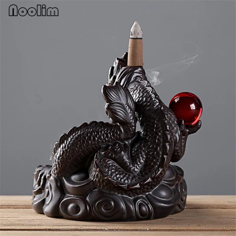 Керамическая курильница Dragon Backflow с хрустальным шариком держатель для благовоний