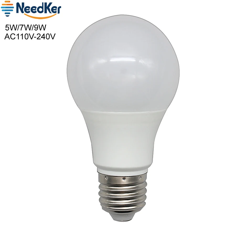 Needker A60 светодиодный лампы E27 SMD2835 5 W 7 W 9 W Светодиодная лампа AC 110 V 220 V 240 V светодиодный свет Теплый Холодный белый Освещение в помещении