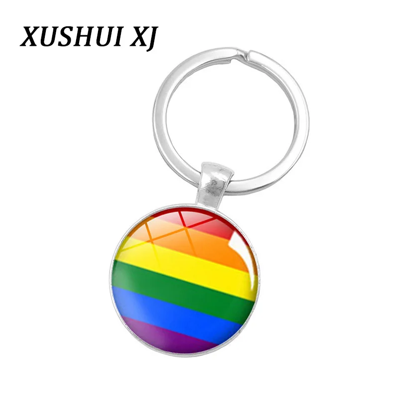XUSHUI XJ Гей Гордость стекло кабошон подвеска брелок Радужный Флаг ювелирные