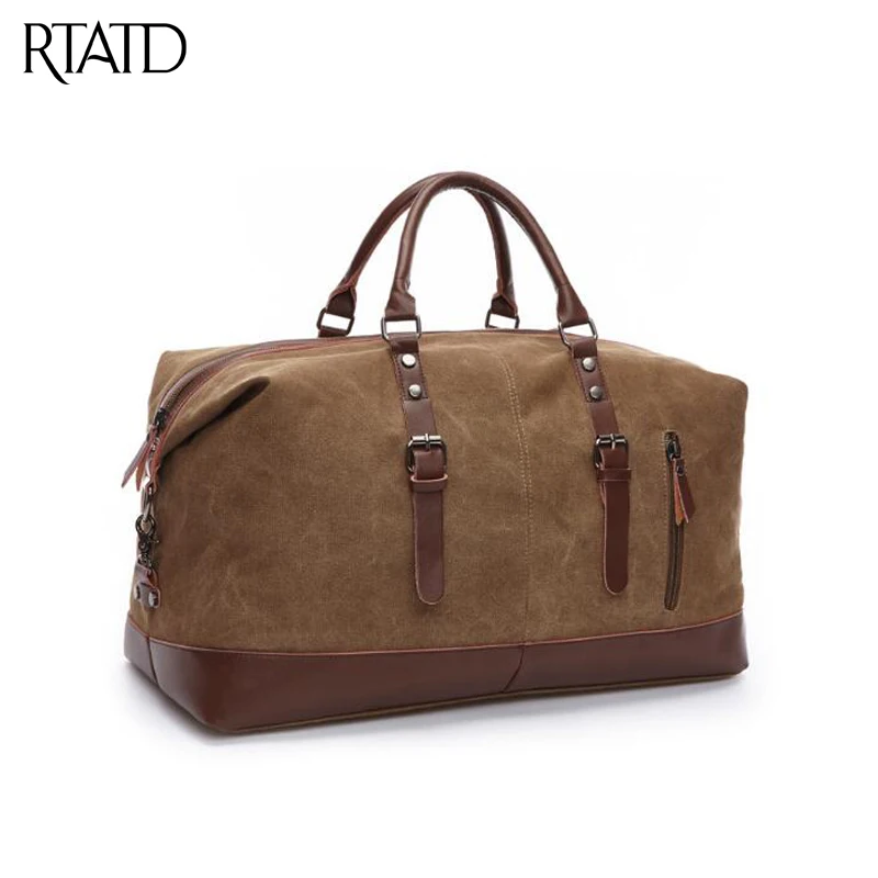 

RTATD New Men Canvas Casual Mountaineer Handbags Travel Bag Large Capacity Multifunctional Bucket Shoulder Bags B189