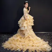 Роскошное детское бальное платье; платье для Первого Святого Причастия; детское праздничное платье; платье для дня рождения с длинным шлейфом; Modis Vestidos; Y1631