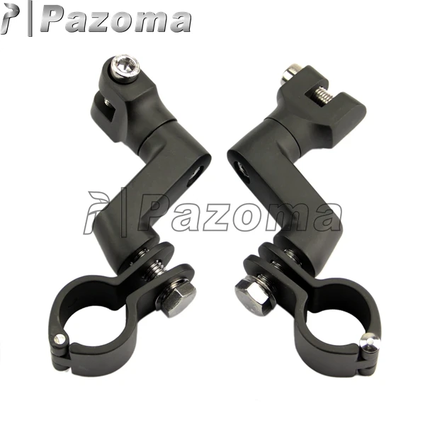 

PAZOMA Black Motorcycle Replacement Longhorn Offset Highway Foot Peg Mounts with 1" Magnum Clamp for Harley Bobber Chopper ATV