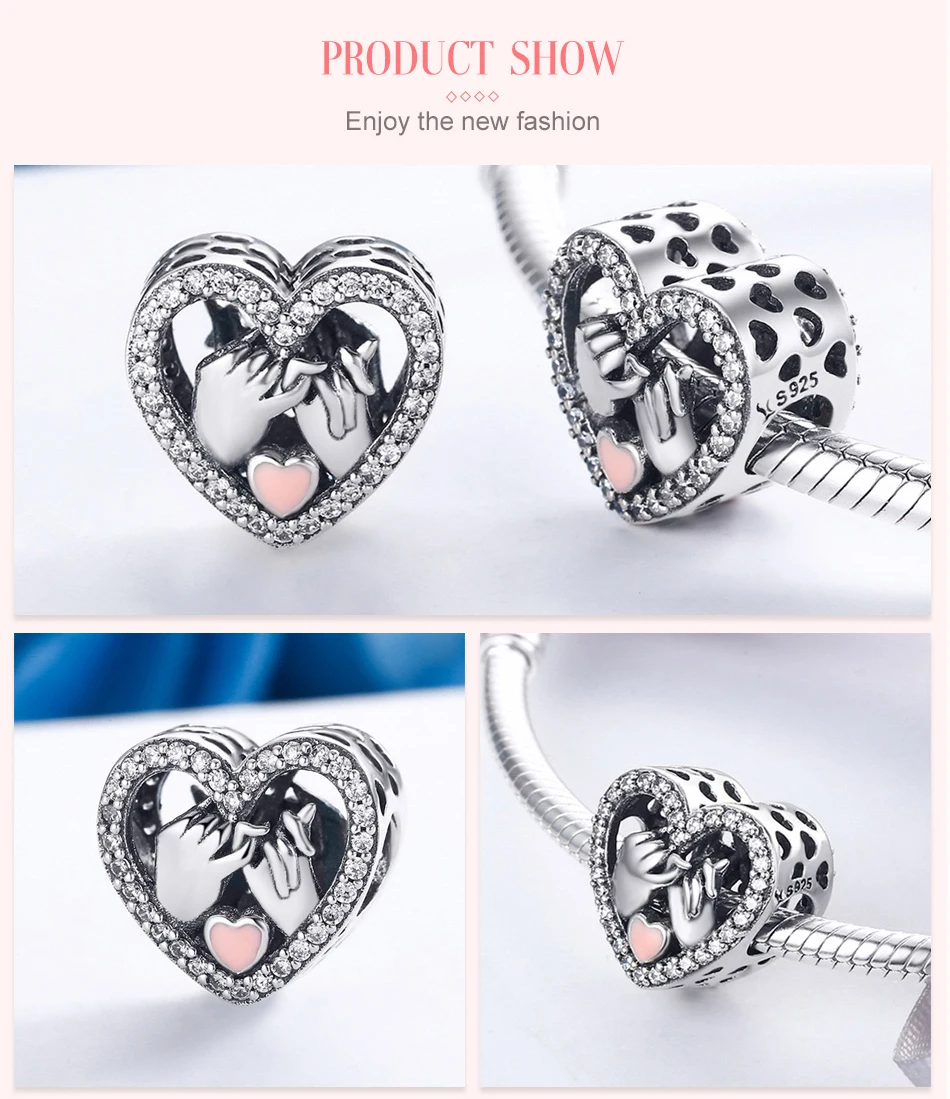 DALARAN романтический 925 стерлингового серебра палец любовь бусины-брелоки в форме сердца подходят ожерелья и ювелирные браслеты аксессуары DIY