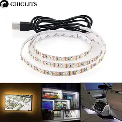 Светодиодные ленты света USB ТВ фонового освещения DC5V SMD3528 полосы белого гибкий светодиодный ленты украшение стола освещение ТВ