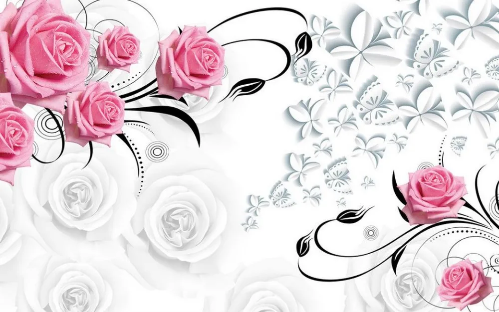 Rosa rose 3d wallpaper blumentapeten für wohnzimmer 3d ...