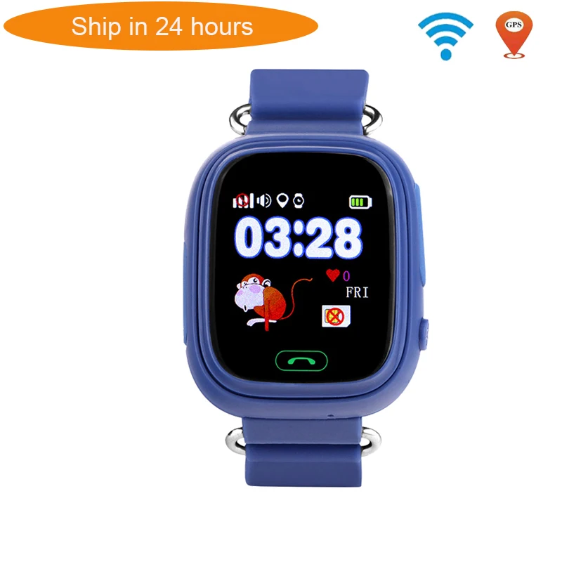 

Ship from Russia Q90 GPS Phone Positioning Fashion Children Watch 1.22inch Color Touch Screen WIFI SOS Smart Watch Baby Q50 Find
