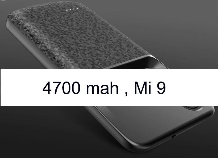 Чехол для зарядного устройства Vogek 4700 мАч для Xiaomi mi 8 9 SE mi x 2 2s резервный внешний аккумулятор 5500 мАч чехол для внешнего зарядного устройства для mi 6 - Цвет: Mi 9 black