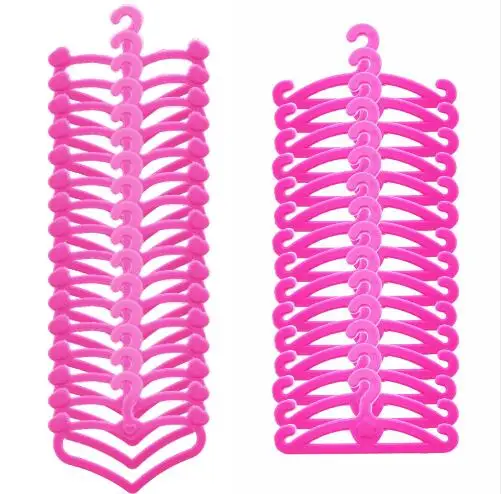 20 Pcs/Lot Pink Hangers Dress Clothes Accessories For  Doll Toys  ca 