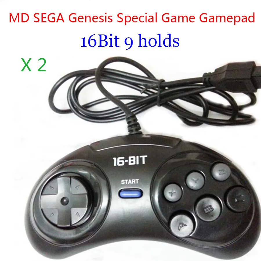 2 шт. MD sega геймпады 16 бит sega Genesis игровой контроллер 9 отверстий sega Joypad Высокое качество Хорошая цена игровые аксессуары