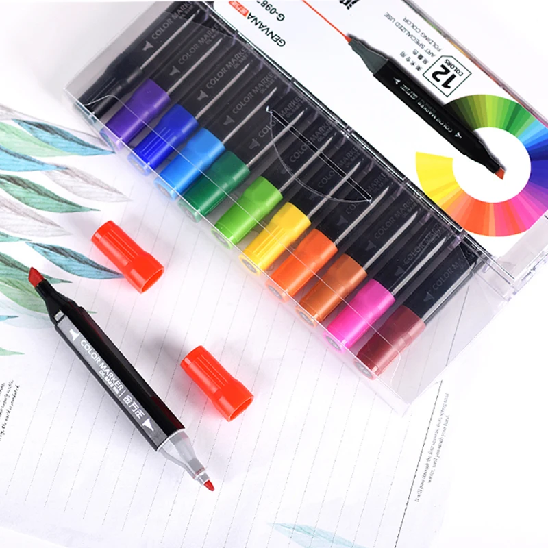 Billig WISSEN 12 24 36 48 72 Farben Skizze Marker Set Fettige Basis tinte Kunst Spezial Verwendung falten Farbe Für Draw Animation Manga Liefert