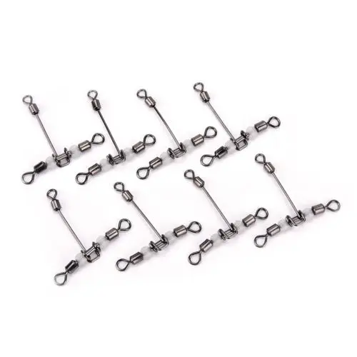

20Pcs 3 way luminous T-shape cross-line rolling swivel fishing swivels fishhooks fishing connector Wholesale 5 Sizes
