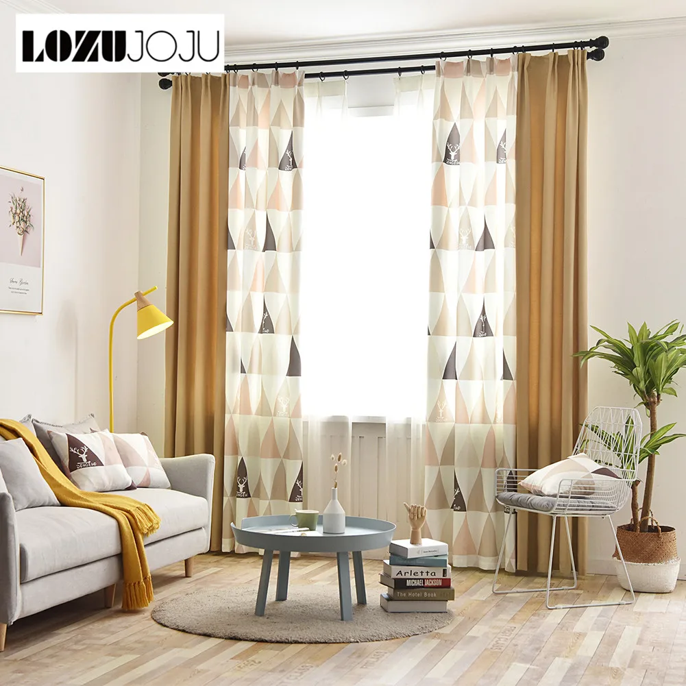 LOZUJOJU 1 Piece Elegant Deer Pattern Drops White Match Sheer Curtains Splice Design Modern Kid Bedroom Windows Thread Fabric | Дом и сад