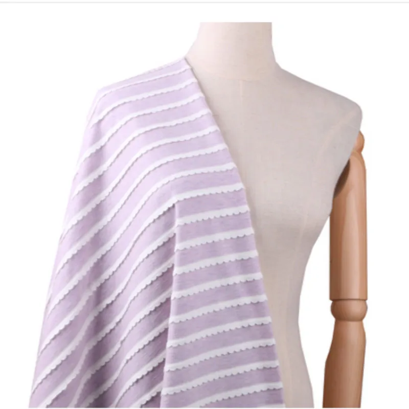 Летняя жаккардовая ткань ступенчатая полосатая хлопковая ткань для женщин тонкая футболка юбка одежда трикотажная ткань