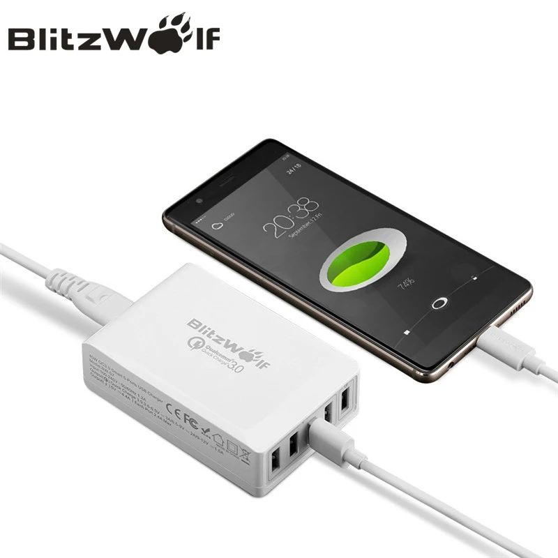 Мобильное зарядное устройство адаптер BlitzWolf BW S7 с технологиям бстрой зарядки3.0 на