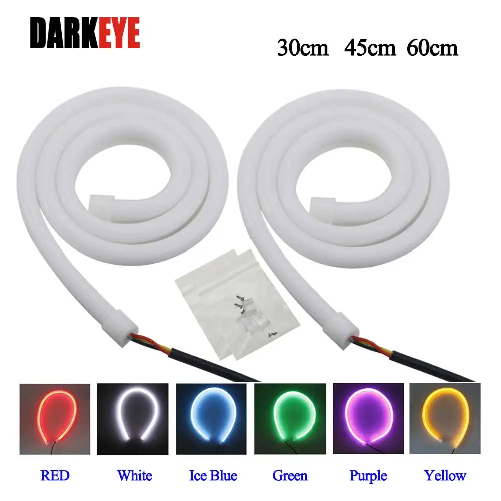 TOP sale! 2PCS/lot car Flexible Turn Signal Light Soft Tube Guide Car LED Strip DC 12V Daytime Running Light BJ