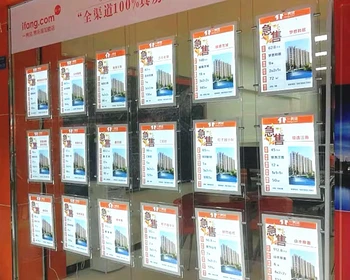 

A3 Vertical One Side Cable Hang Magnetic Open Acrylic Panel LED Illuminated Light Pocket Display for Real Estate Agent(18PCS/lot