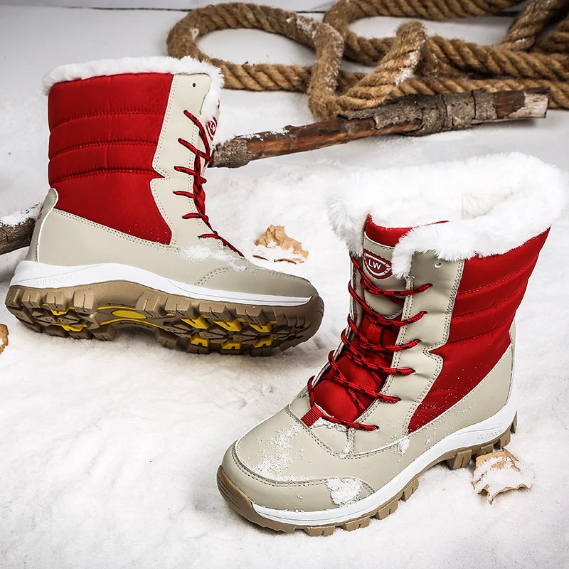 

Women Boots Winter With Fur Waterproof Warm Snow Boots Women Winter Boots Shoes Women Footwear Fashion Rubber Ankle Shoes 35-42