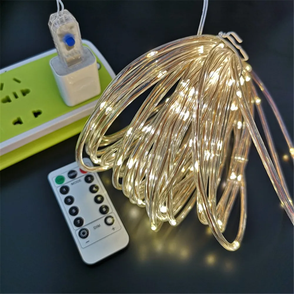 

20M 200 Leds Soft tube USB powered Copper led string light Warm White atmosphere light with Remote 8 Modes for Christmas,Garden