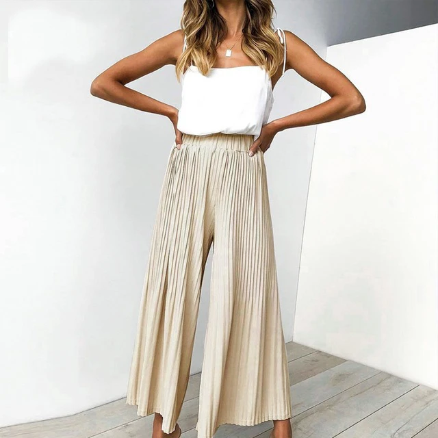 

Wide Leg Long Pants Women Fashion High Street Stripe Drape Pants Female Black High Waist Casual Long Pants Capris